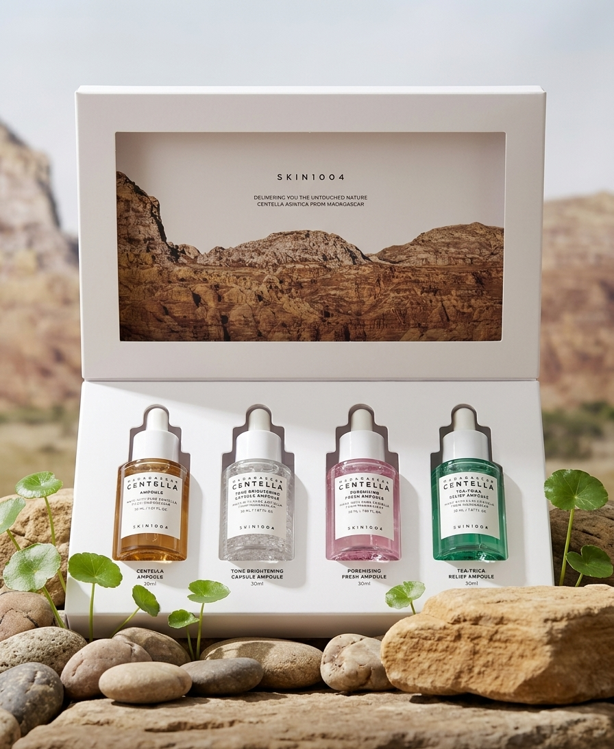 SKIN1004 Madagascar Centella Ampoule Kit Gift Box 4x30 ml – Ampoule Set for Various Skin Concerns
