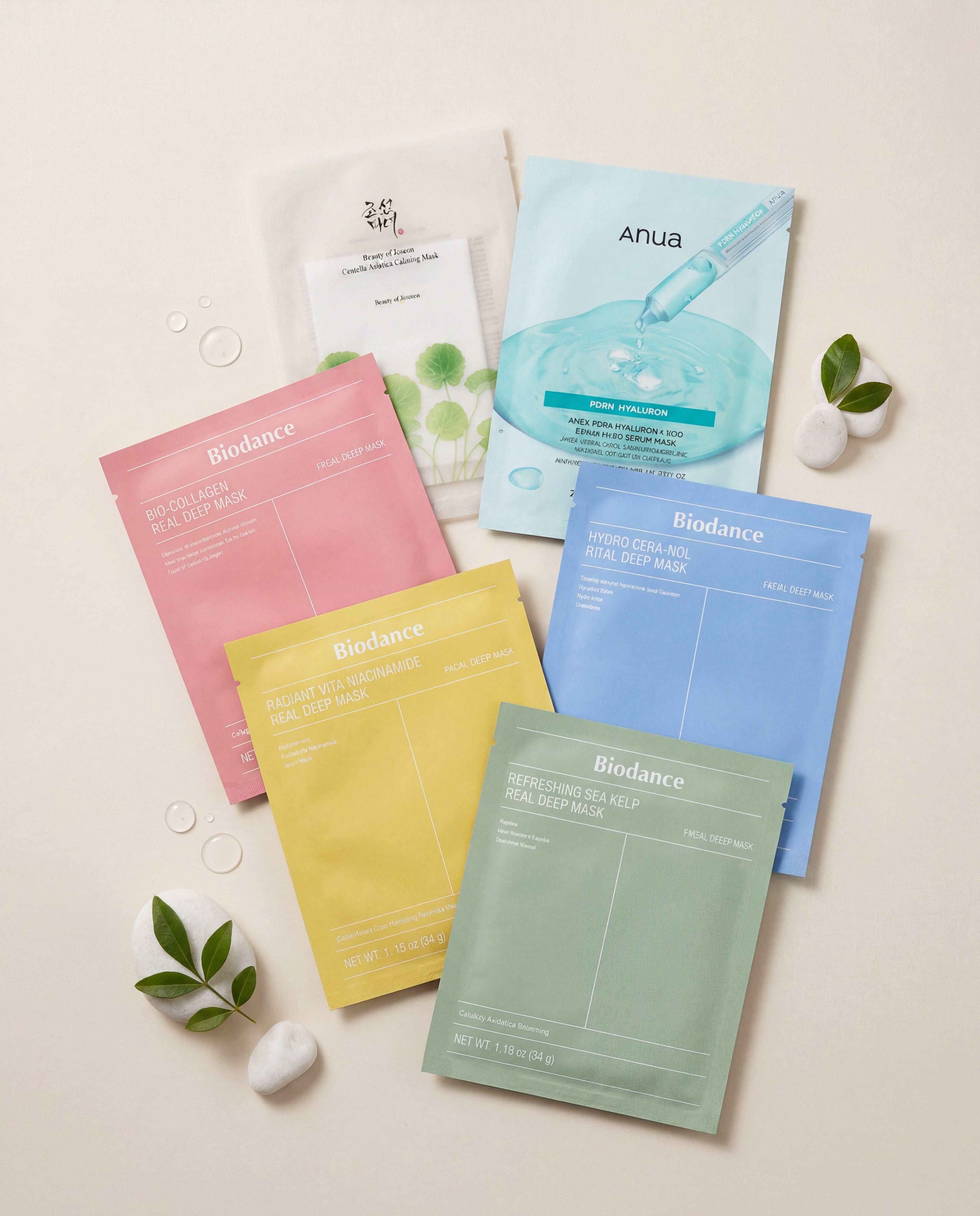 Koreai Bőrápoló Sheet Mask Csomag – 6 db válogatott arcmaszk